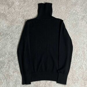 LL Bean Black Cotton Cashmere Blend Turtleneck Sweater Soft Outdoor Size XS